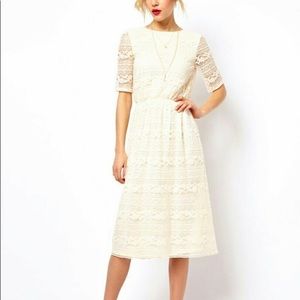 ASOS Cream midi wrap dress